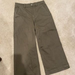Everlane wide leg army green pants.